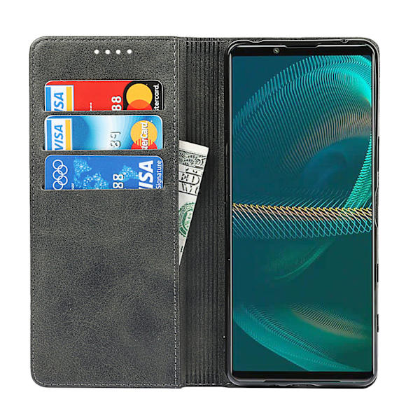 Sony Xperia 10V Wallet Box - Sort Grå Svart black