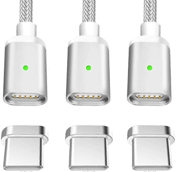 iPhone-laddningskabel, [3 stycken 1M] Lightning-kabel nylon snabbladdning iPhone-kabel för iPhone 11 Silver Silber