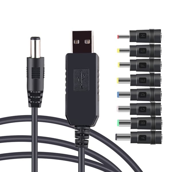 USB til DC 5V 9V 12V Adapter Konverterkabel USB til 8 stk. DC-stik til Router Mini Ventilator Højttaler WIFI Opladningsbank Tilslutning