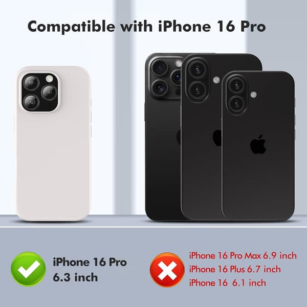Silicone Case Compatible with iPhone 16 Pro, Soft Ultra-Thin Protective Shockproof Liquid Silicone Phone Case, 6.1 \" White