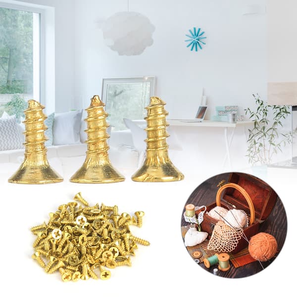 Iron Self-Tapping Screws, Antique Flat Head Screws 500g for Multiple Purposes (2x6mm Yellow)