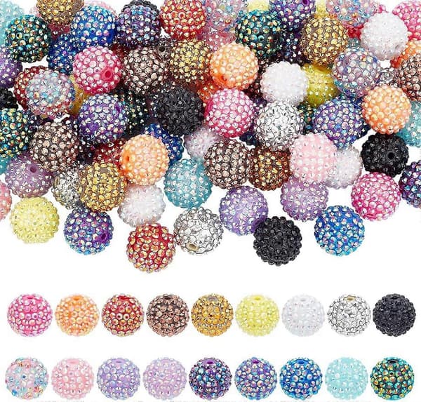 85 st 20mm Rhinestone Pärlor Runda Pärlor Discokula Pärlor Glittrande Diamant Pärlor Stora Bubbelgum Pärlor_yux