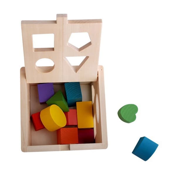 Building Block Wooden Shape Sorting Matching Toy Educational Learning Tool for Kids 13 Holes