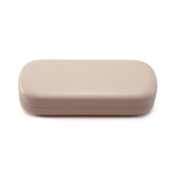 Hard Glasses Case (Beige), PU Leather Glasses Case, Portable Protective Eyeglass Case with Microfiber Cloth