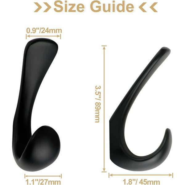 4-pack Bathroom Towel Hooks, Matte Black Bathroom Hooks for Towels, Bathrobe and Towel Hooks