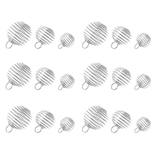 30 Pcs Silver Plated Spiral Bead Cage Pendants Charms for DIY Jewelry Making (Silver)