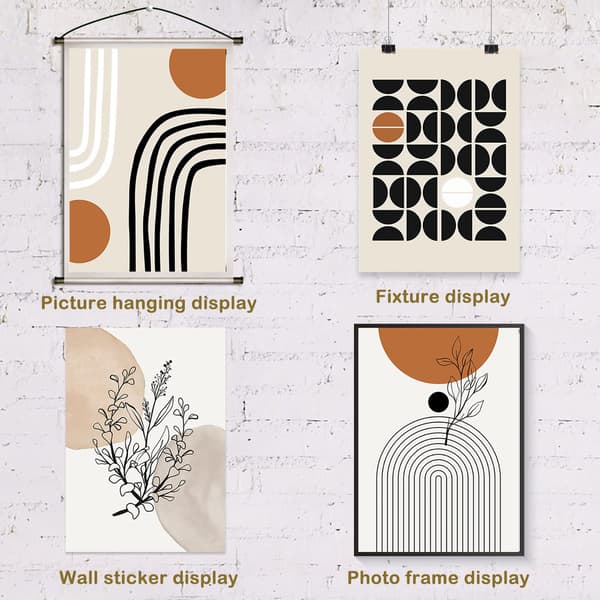 6 st Boho-konstväggdekor, abstrakt Boho-canvasväggkonst Geometrisk väggkonst, Linjekonst Bladväggdekor Utställningsaffischer