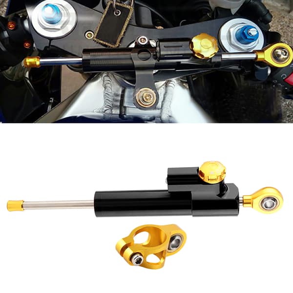 Universal Motorcycle Handlebar Aluminum Alloy Steering Damper Stabilizer Safety Control (Black)