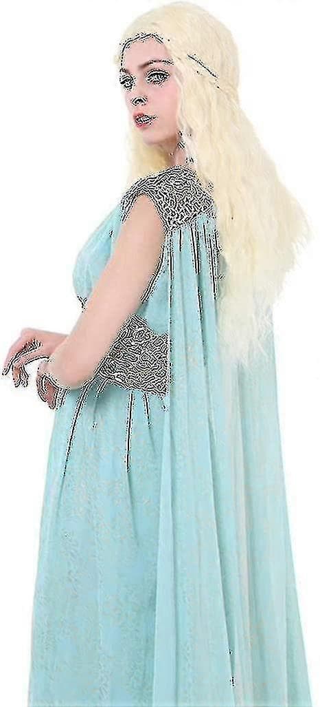 2023 Ny Dame Qarth Kjole Dragedronningen Khaleesi Halloween Kostume Chiffon Blå TY