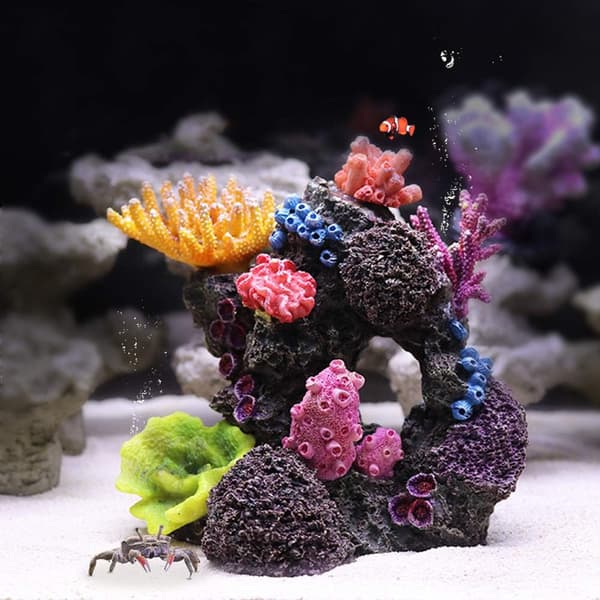 1 stk polyresin korallpynt, akvarium korall dekor for F
