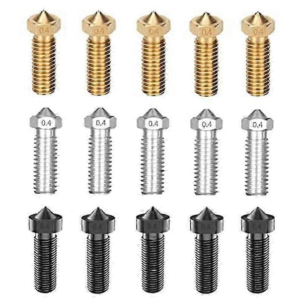 15-pak dyser til Anycubic Vyper, 3D-printerdele Hærdet stål/Rustfrit stål/Messing 0,4 mm N