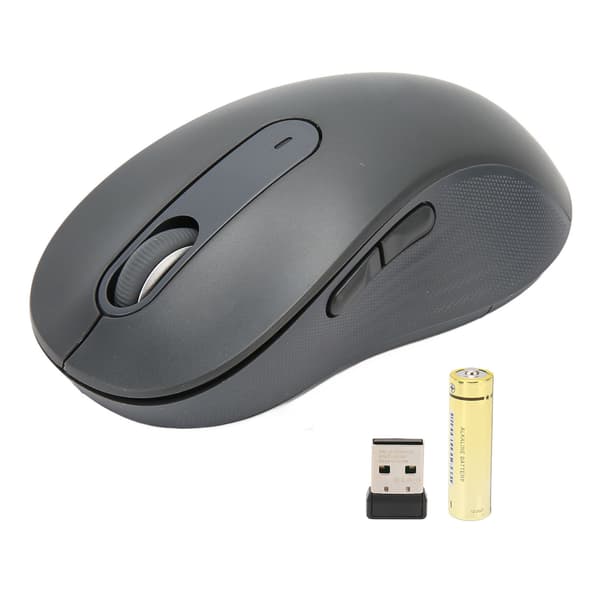 Wireless Mouse Black BT or USB Receiver Silent Click Adjustable DPI Office Mouse with Battery for Family School Office 0.6