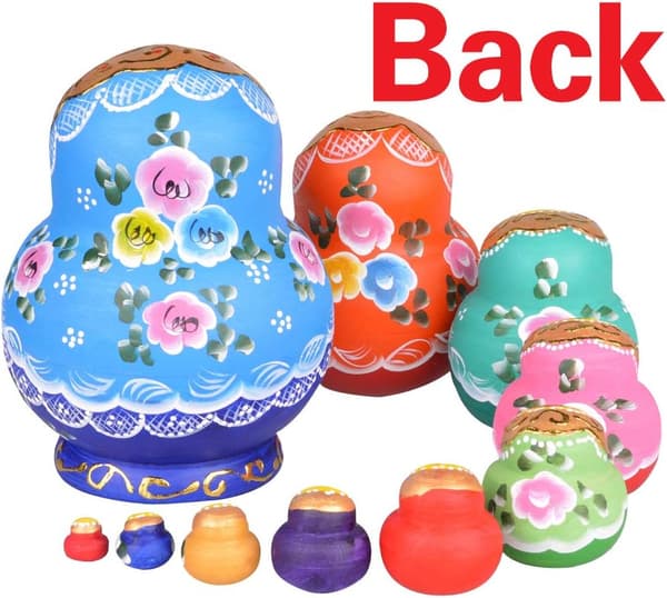 Blå 10-pak Russiske Babushka Dukker Matryoshka Håndlavede