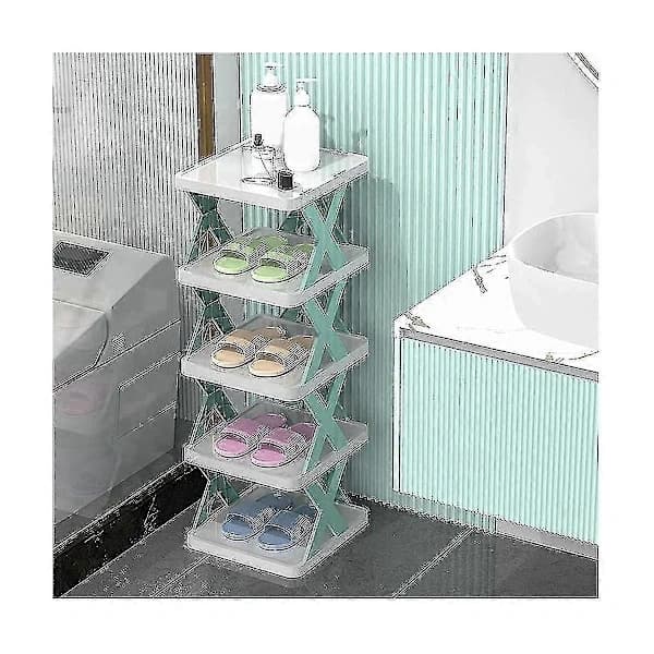 Shoe Rack - 5 Tiers for Narrow Wardrobe, Shoe Rack Storage Organizer for Entryway (Green)