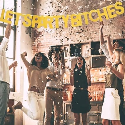 4 stk LET'S PARTY BITCHES Girlander, Glitter Papirbannere for Festdekorasjon