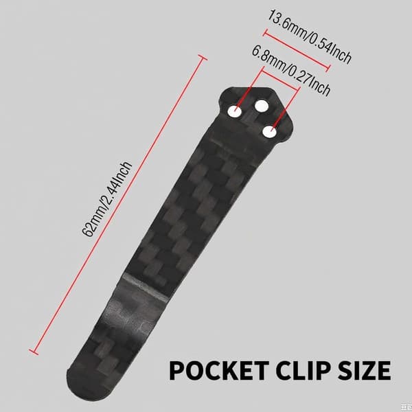 2-pak Titanium Deep Carry Lommeclips (Sort, 3-huls, 2,09\") m/skruer til Spyderco C81/C10/C11/Paramilitary 2 Legering Kulfiber PM2