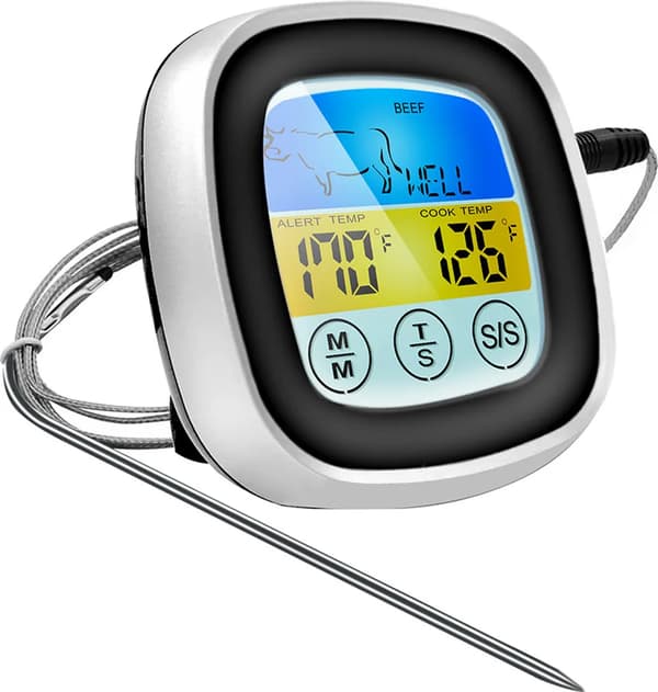 Digital kökstermometer sond färg pekskärm kött BBQ mattermometer biff BBQ termometer timer BBQ termometer köksredskap