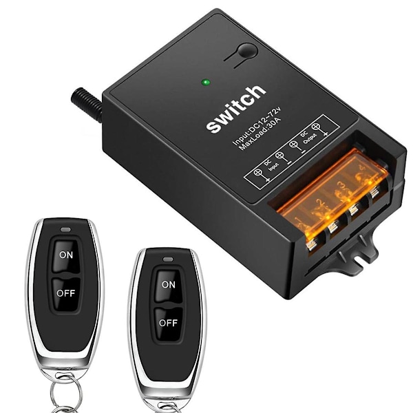12 V kauko-ohjainkytkin 30 A releellä, DC 72 V 60 V 48 V 36 V 24 V 12 V langaton kytkin lampuille Black
