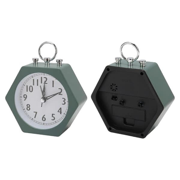 Polygon Alarm Clock Battery Operated Clear Display Portable Silent Alarm Clock for Kids Students Bathroom