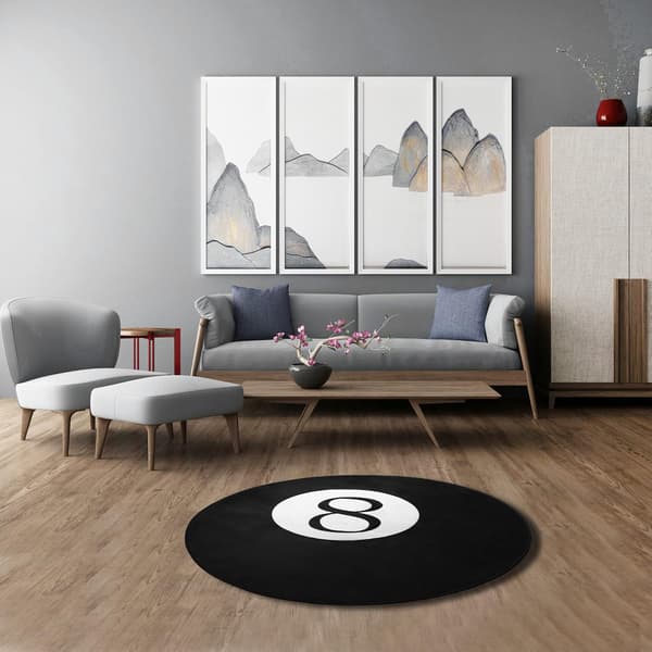 Sort Tæppe, Billard Otte Kugle Tæppe, Otte Kugle Tæppe, Alternativ Værelsesindretning, Tæppe, Blødt Fluffy Sort Soveværelsestæppe