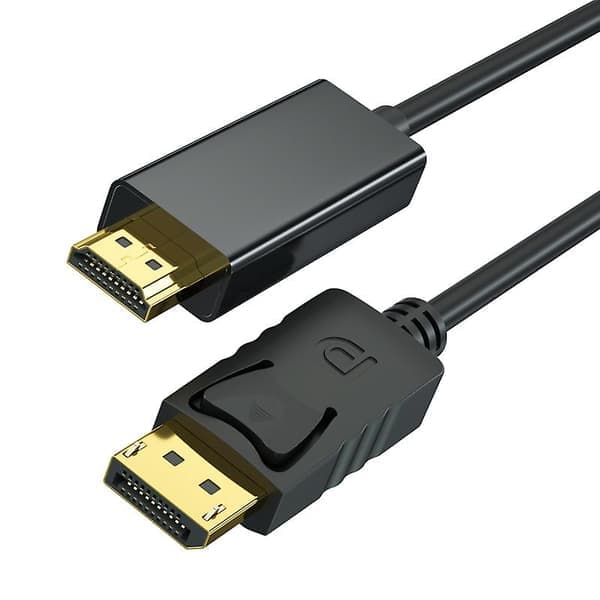 DisplayPort til HDMI 1,8m Guldbelagt Kabel, Avacon Display Port til HDMI Adapter Han til Han Sort