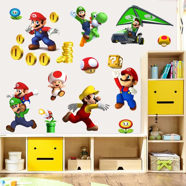 3D Mario taustakuva seinäkoriste Mario seinätarra Lapsi C C