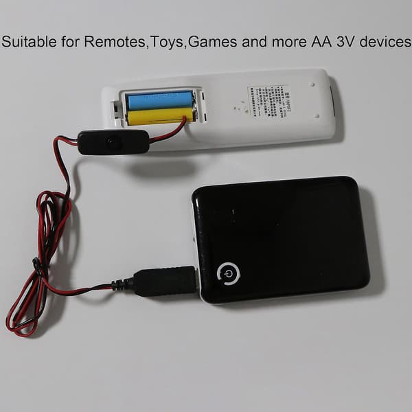 3V AA-batterieliminator USB-C strömförsörjning ersätter 2xAA-batterier med strömbrytare