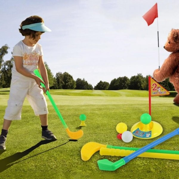 Toddler Golfklubber Sæt Plast Golfvogn Legetøj Golf Øvelses Sæt