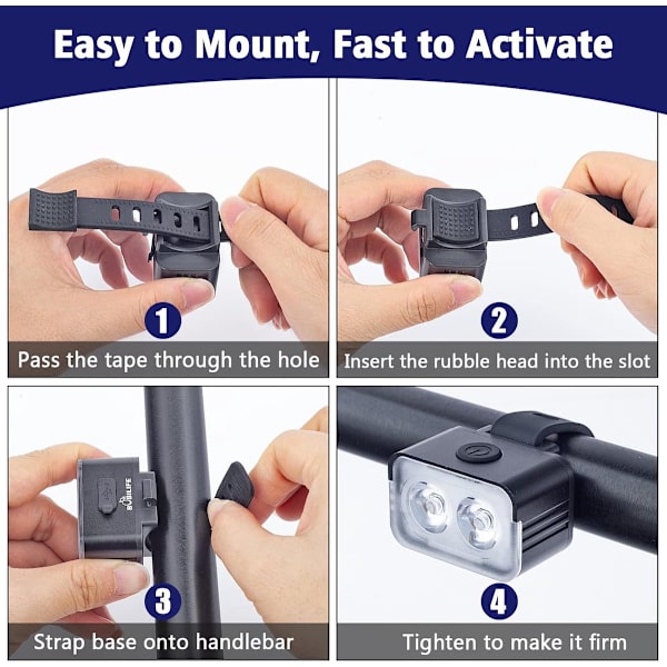 LED Bicycle Light - 2-piece - Front Light Rear Light - Bicycle Light - Bicycle Lighting - Bicycle Lights ...