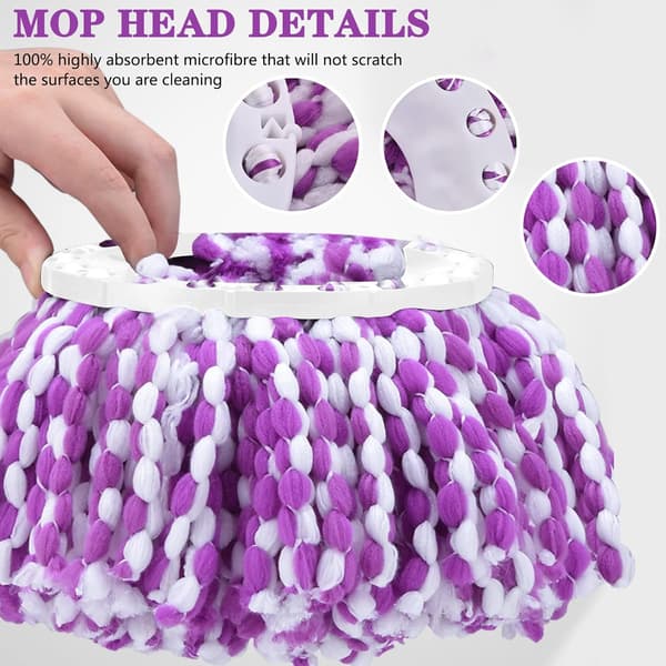 4-pakning Clean Twist Disc Mop-erstatningshode, gjenbrukbar mikrofiber