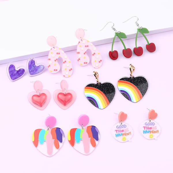 Øredobber Hjerte LGBTQ Regnbue Smykker Akryl Rustfrie Kroker. dobbelthjerte double heart