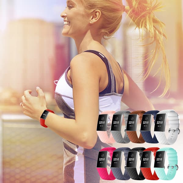 Silicone Sports Wristband for Smartwatch, Replacement Strap Compatible with Fitbit Charge 3