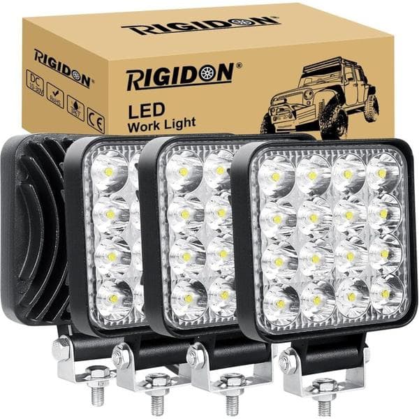 4 stk. firkantede LED-arbeidslys, 3,3 tommer Mini 48W 12V lampe, frontlys, tåkelys