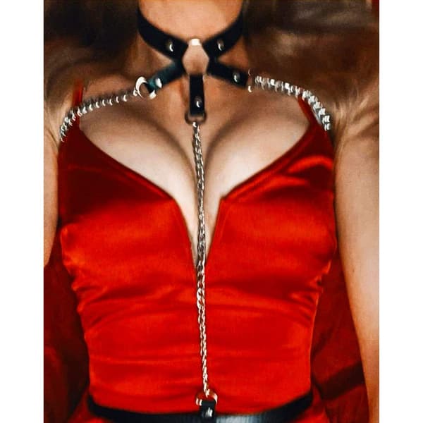 Punk Leather Chest Chain Black Gothic Choker Chain Straps Harness
