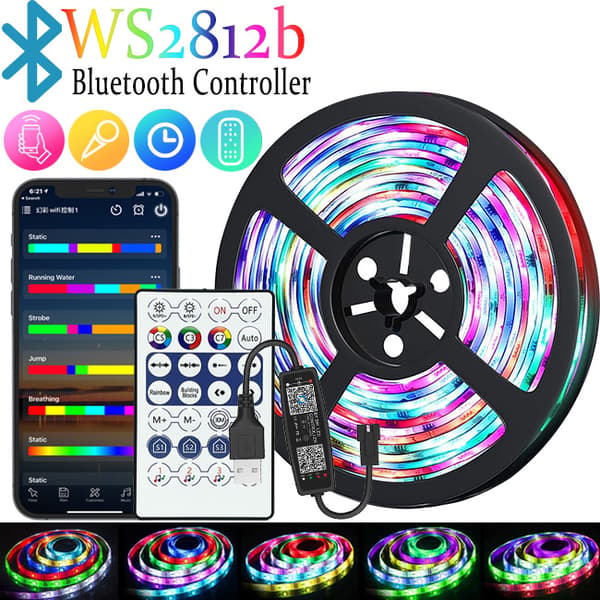 5V Magisk farve USB-lysstrimmel RGB flash farveændring ws2812