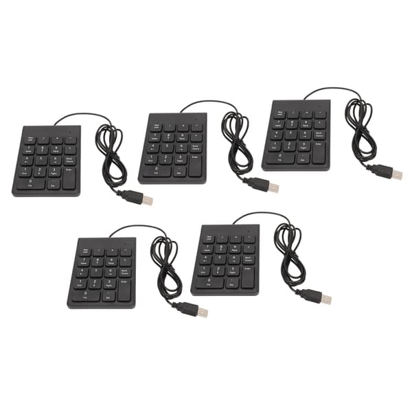 Wired Numeric Keypad 18 Keys Ergonomic USB Plug and Play Silent Typing Mini Numeric Keyboard for PC Laptop Desktop 5 Pieces
