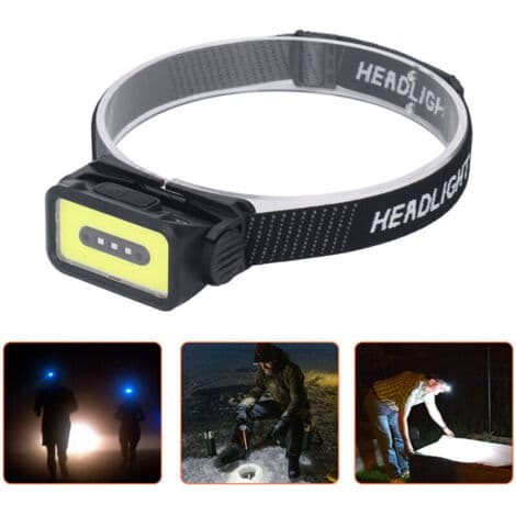 Rechargeable USB COB Headlamp with Red Light Source. LED Headlamp for Outdoor Hiking, Running, and Camping.
