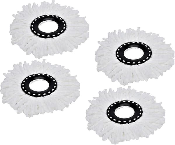 4-pak premium erstatningsmoppehoveder til 360° roterbar rund Magic Mop mikrofiber hvid