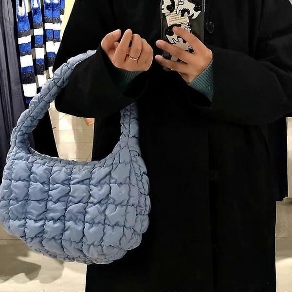 Type J Large Capacity Polyester Pleated Design Women's Handbag Stylish Simple Shoulder Bag
