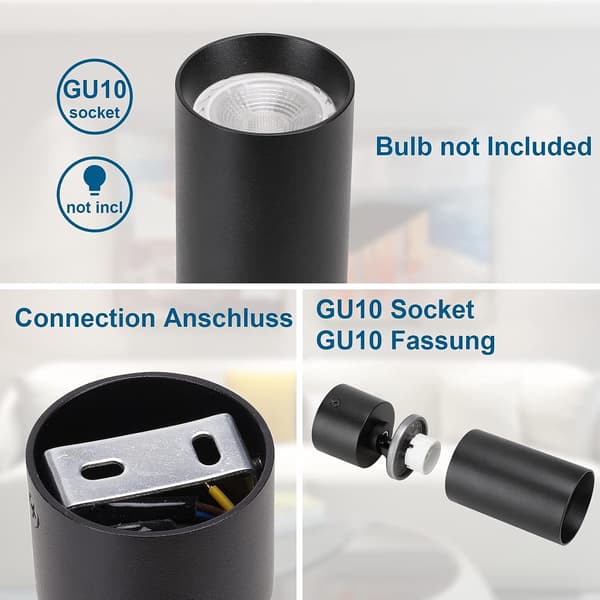 15*7cm - Adjustable Ceiling Spotlight Black Recessed Spotlight, GU10 Socket, Round Aluminum Ceiling Spotlight for Indoor Use