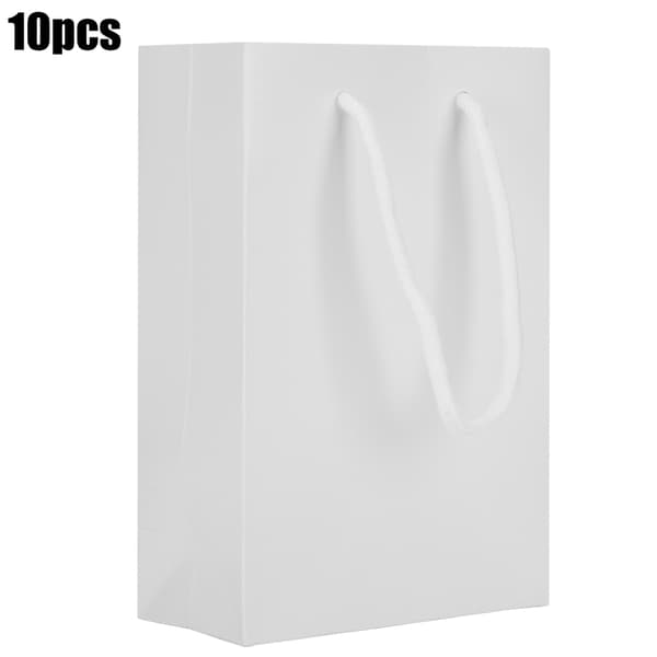 10 pcs Drawstring Paper Bags, Portable Crafts, Gift Handbag, Clothing Packaging Tools, White