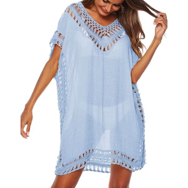 Badedrakt Cover Ups Swim Cover ups for Plus Kvinner Flaggermusermer