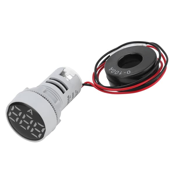 Digital Strømmåler Krystalpanel Amperemeter Rund Signalindikator AC 220V AD16‑22DSA Hvid