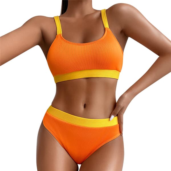 Vadderat bikini-set för kvinnor, baddräkt, sommarbadmode, strandkläder Orange S S Orange S Orange