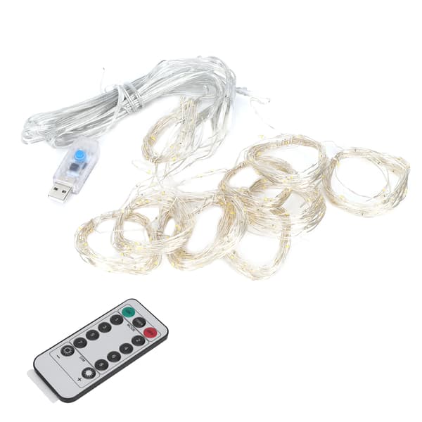 3x3m USB 300LED Chips Curtain Light String with Remote Control for Home Party Decoration Warm Yellow