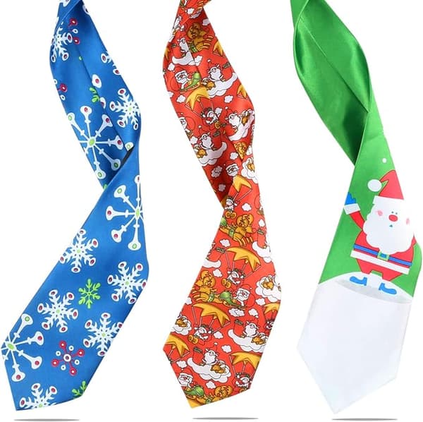 3-pakks juleslips for voksne menn, morsomme slips Nisse Snøfnugg Skjerf for menn, One Size