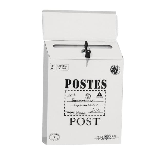 Vintage Retro Väggmonterad Brevlåda - Brev Post Tidningslåda Vit White