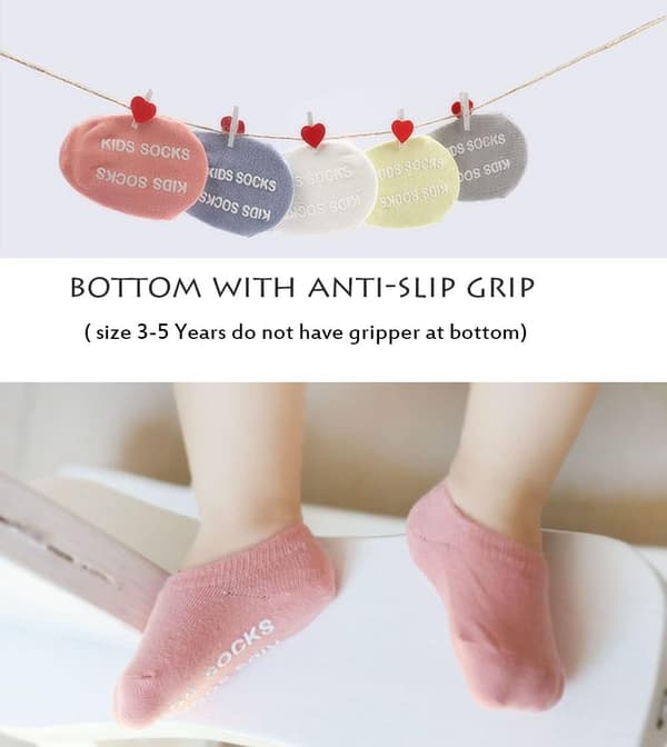 Baby Grip Sokker Gutter Jenter Småbarn Ingen Vis Bomull Anti-skli Usynlig Sommer Tynn 10-pakning Solid 3-12 Måneder 3-12 Months 10pack Solid