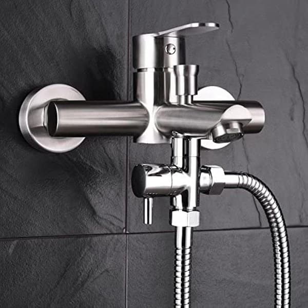 3-veis T-kobling med stengeventil for bidet, kobber sølv