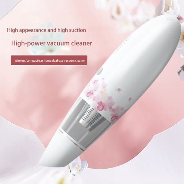 Car vacuum cleaner, 4000PA strong suction wet/dry portable handheld auto dustproof, USB charging, white